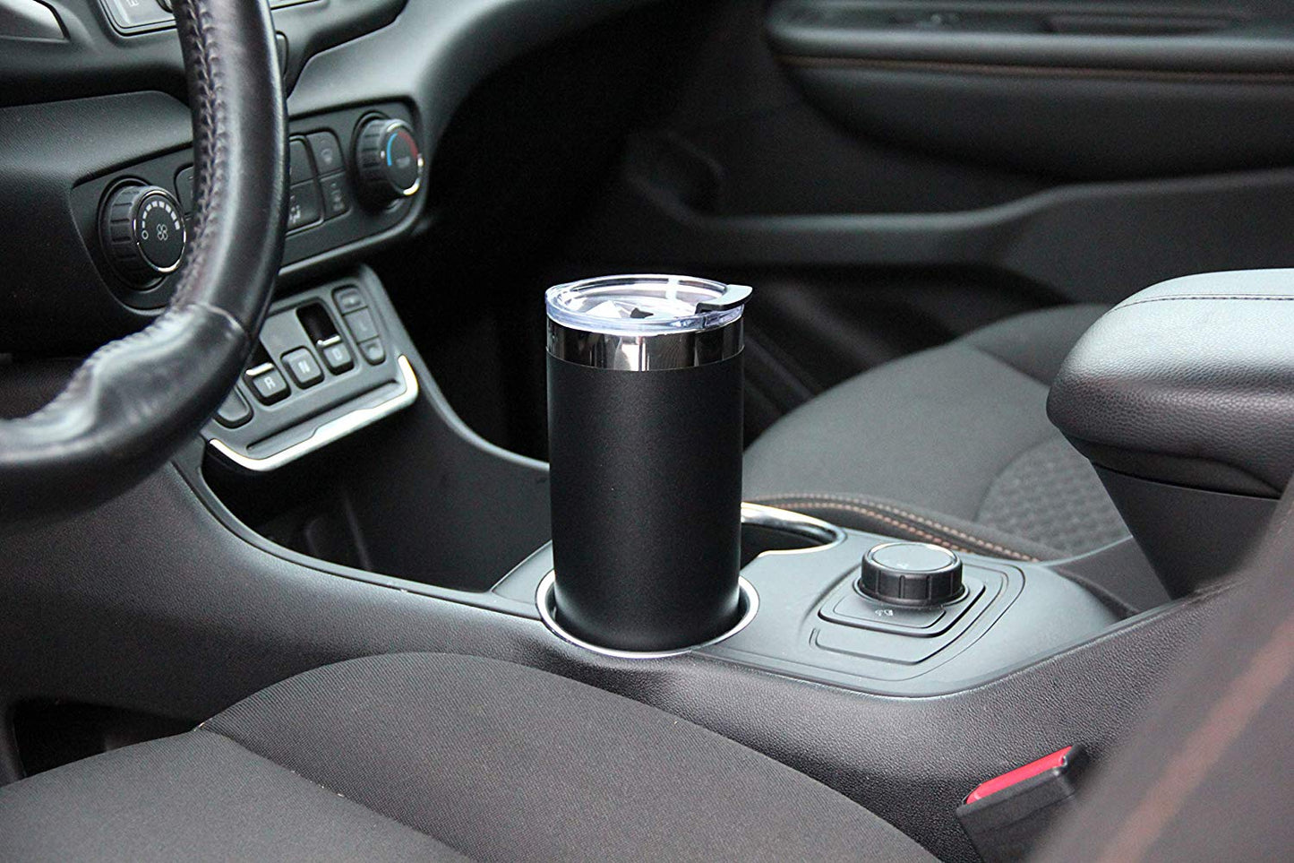 DRINCO® 20oz Insulated Tumbler w/Spill Proof Lid, 2 Straws(Black)