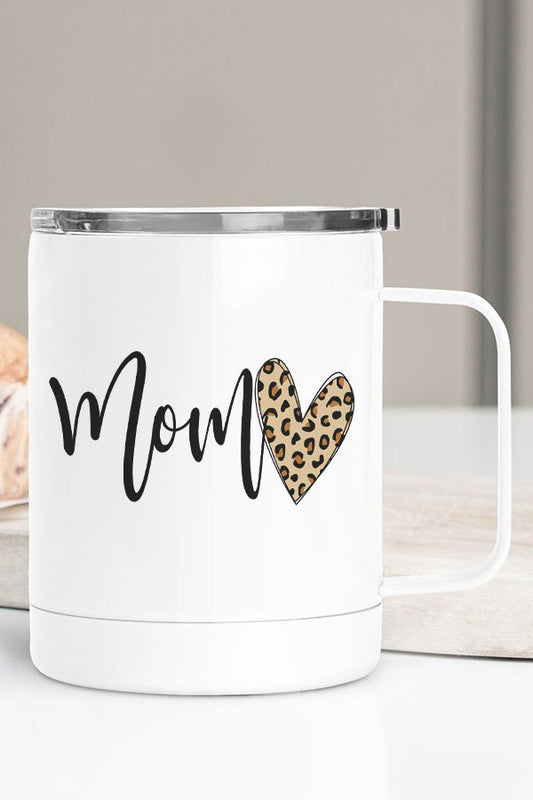 Mom Leopard Heart Stainless Steel Coffee Travel Cup